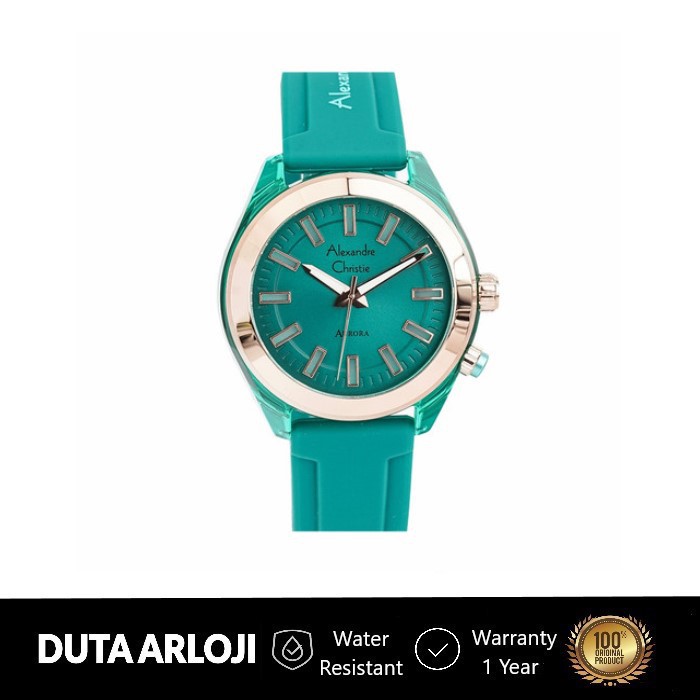Jam Tangan AC Alexandre Christie Karet Hijau Muda Sporty Cewek Terbaru