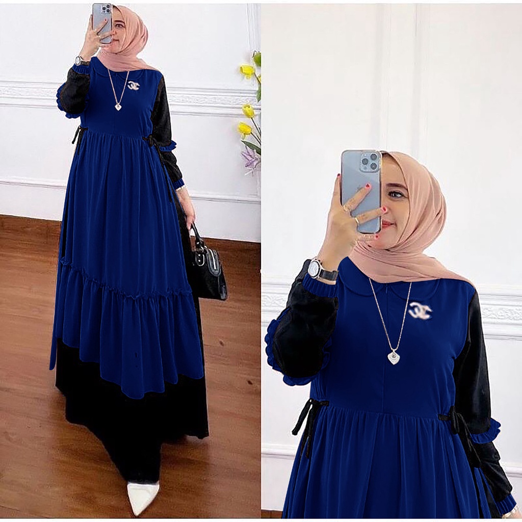 COD - PRIANKA DRESS GAMIS MUSLIM PREMIUM CERUTY FULL LAYER LAPIS PURING LD 110 FIT S-XL ( FREE BROS ) FASHION GAUN MAXY MAXI WANITA POLOS PESTA KONDANGAN MODERN TERMURAH TERLARIS-5