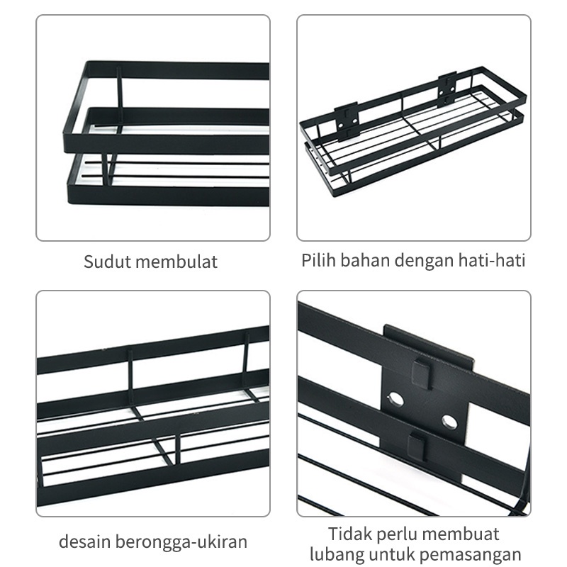 Rak Bumbu Dapur Multifungsi Dinding Rak Kamar Mandi Stainless