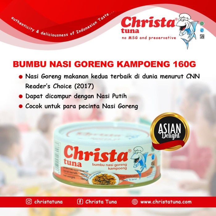 

f0fbfe00 Paket Isi 3 Christa Tuna - Tuna Nasi Goreng Kampung Dalam Kaleng Ds1Gk