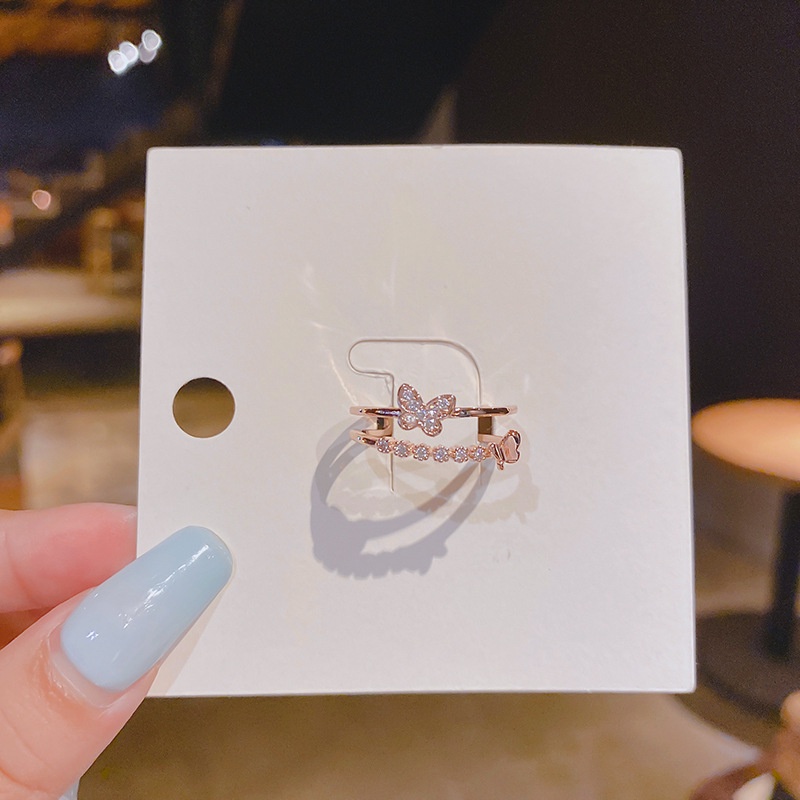 Cincin Model Butterfly 3 Warna Bahan Titanium Steel Untuk Wanita