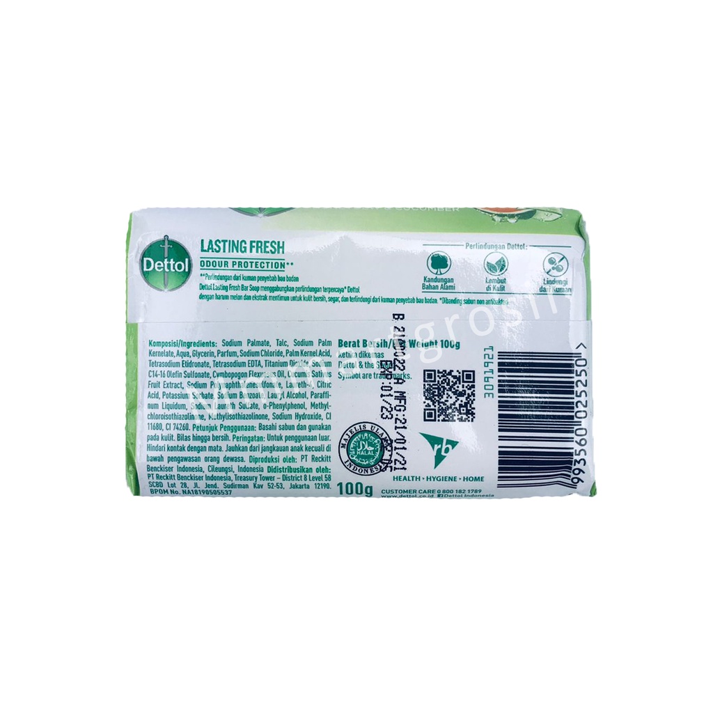 Dettol Bar Soap / Sabun Mandi Batang / Lasting Fresh / 100g