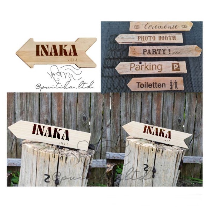 

papan nama penunjuk arah - papan nama tanda panah - arrow sign - papan nama kayu