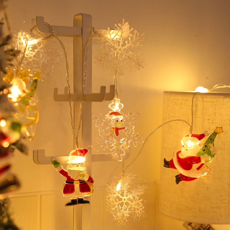 [LED Santa Claus Snowflake String Light] [Battery Powered Christmas Decoration Light for Home, Party]