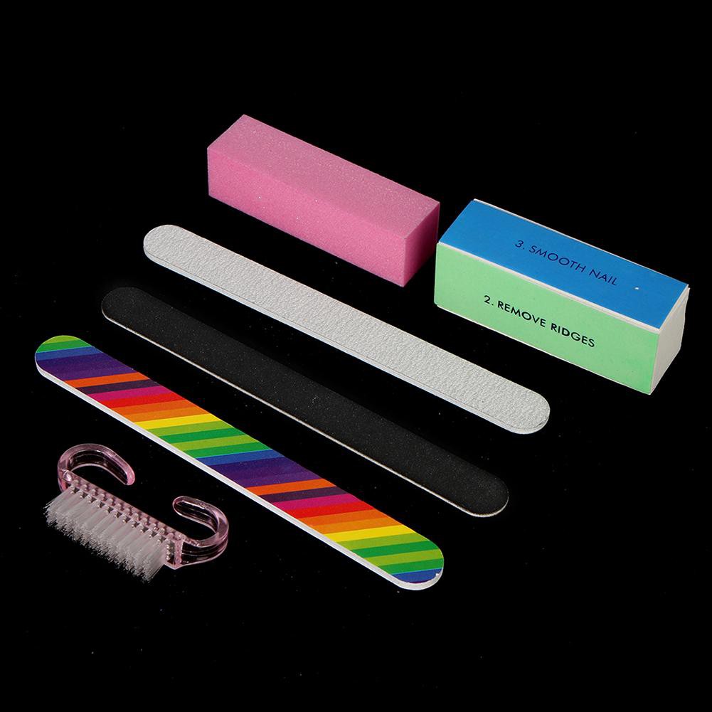 [Bayar Di Tempat] 6 Pcs Nail Art Pengamplasan File Buffer Blok Sikat Pembersih Manicure Tool Kit Set