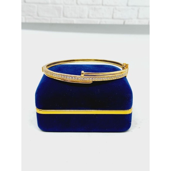 GELANG PERAK ASLI SILVER 925 LAPIS EMAS/GELANG BANGLE LISTRING CART*ER MP 1 BARIS/ASLI SILVER/GELANG FASHION WANITA