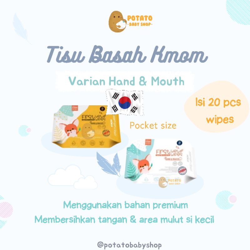 K-Mom First Wet Wipes Hand &amp; Mouth 20pcs - Tissue Basah Kmom