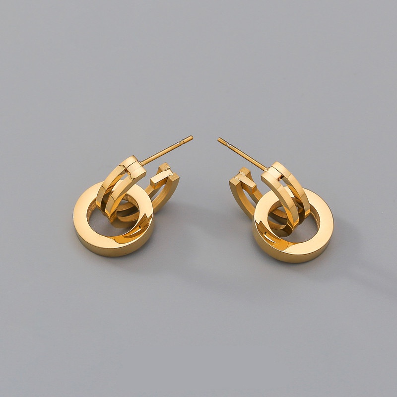 Anting gandeng cincin titanium anti karat korea fashion