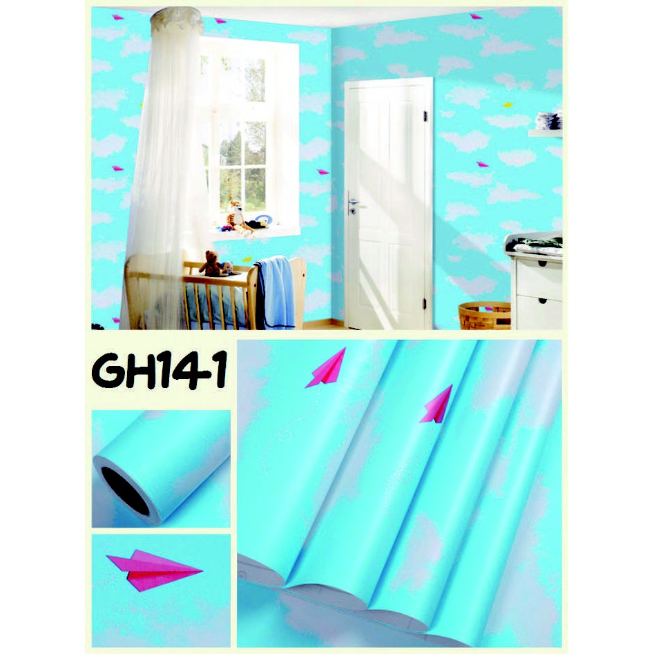 Wallpaper dinding 3d motif awan / Wallpaper dinding kamar tidur anak wallpaper stiker dinding rumah 45cm x 8M