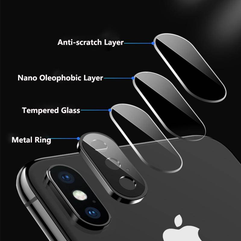 Case Pelindung Lensa Kamera Belakang Bahan Metal Dan Tempered Glass Untuk iPhone X XS Max XR