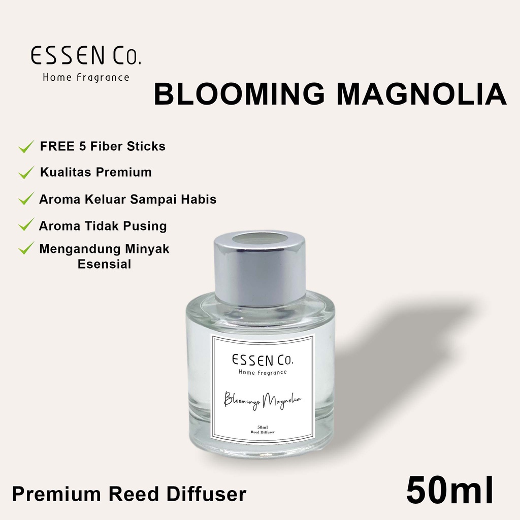 Essen Co Reed Diffuser Aromatherapy Magnolia Pengharum Pewangi Ruangan Aroma Terapi Bunga Cempaka 50ml