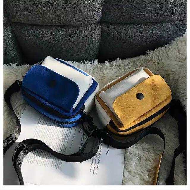 Two tone sling bag tas selempang canvas