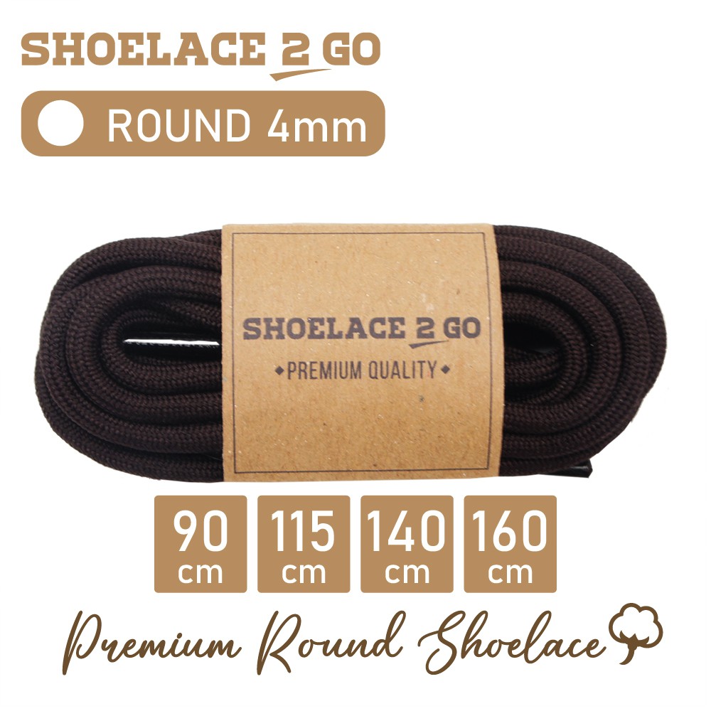 SHOELACE 2 GO PREMIUM TALI SEPATU BULAT ROUND - SR4 - C2 - DARK BROWN - 4MM