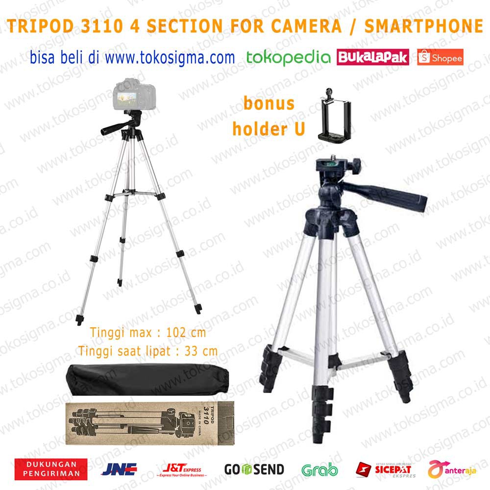 TRIPOD KAMERA kecil 3110 free holder SMARTPHONE STAND HP MOBILE PHONE