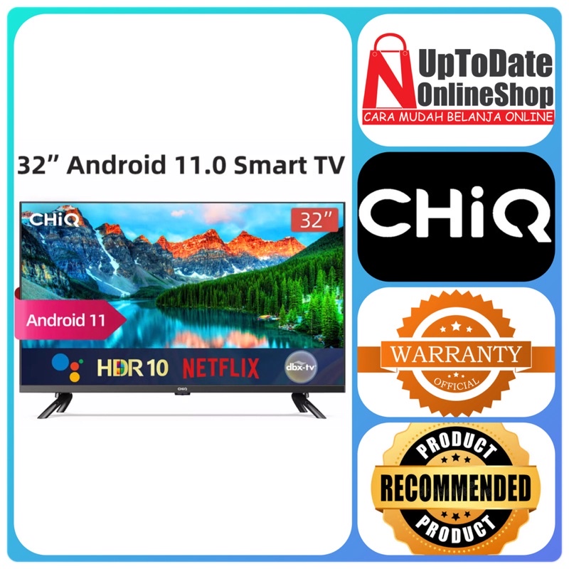 TV LED 32INCH CHIQ L32G7P ANDROID 11 DIGITAL SMART TV FHD FRAMELESS SCREEN
