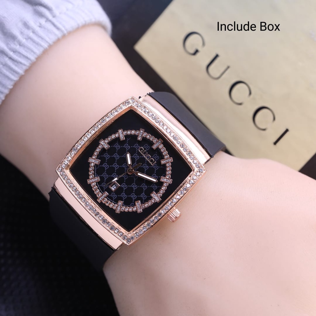 Grosiran Jam Tangan Wanita 8536TL Analog Strap Rubber Tanggal Aktif Free Baterai Cadangan dan Box Original