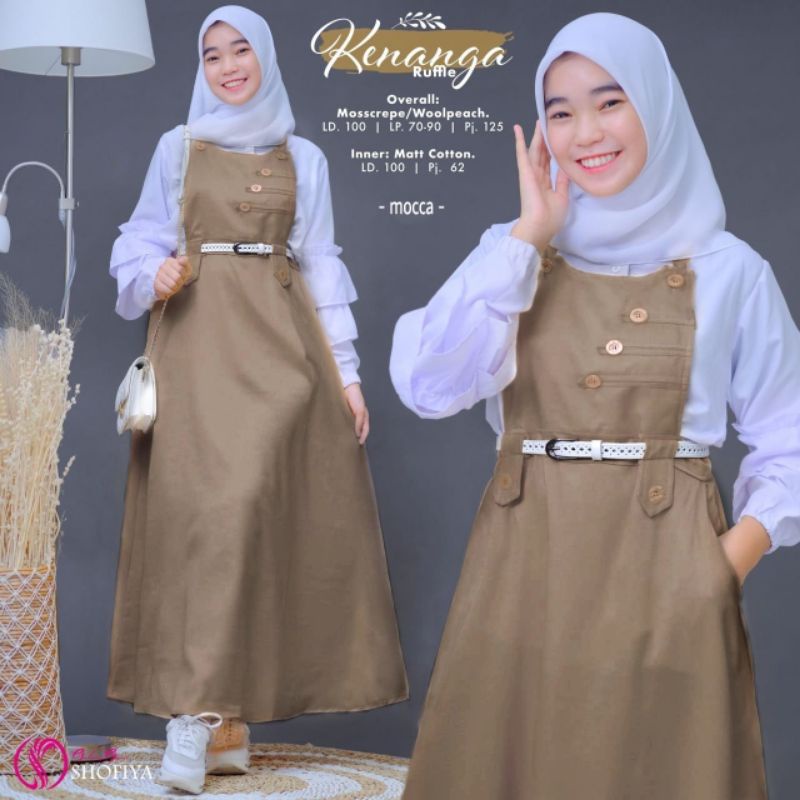 KENANGA RUFFLE SET, CANTIK DAN ANGGUN ORIGINAL SHOFIYA, INNER KATUN OUTER MOSCREPE, MODIS DAN NYAMAN