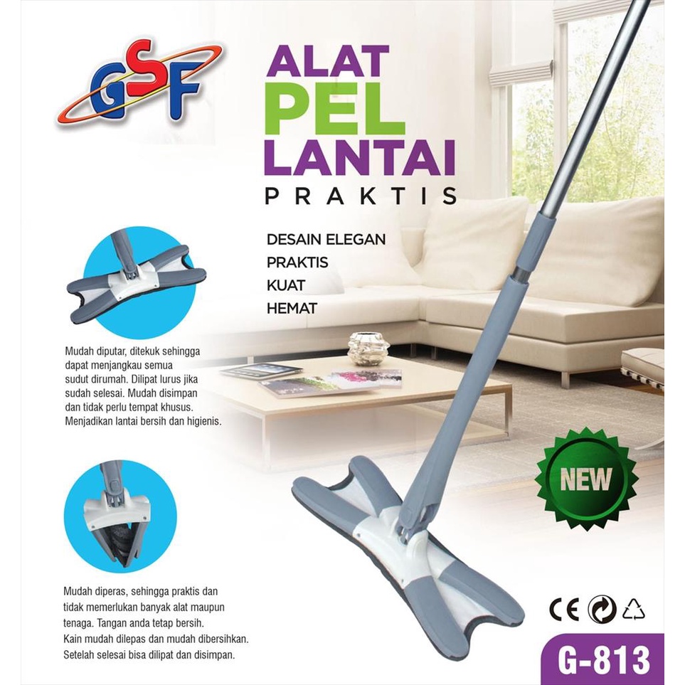 Alat Pel Pembersih Lantai Praktis Bentuk X - X Shape Mop Cleaner GSF G 813