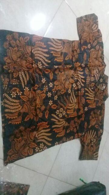 Bswtey-17 Batik Pria Asj Sa Hrb026 Kenongo Kemeja Tosca Pendek Pekalongan Padi M L Xl Sogan Tulis