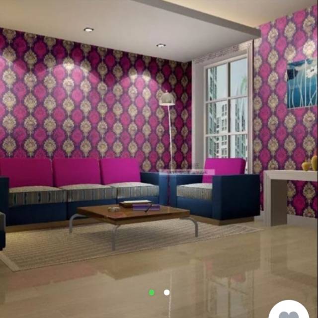 WALLPAPER STIKER DINDING MOTIF BATIK UNGU