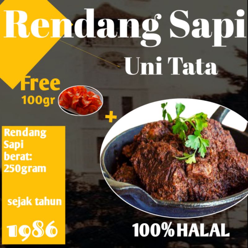 

Rendang padang sapi 250gram uni tata 100%asli padang