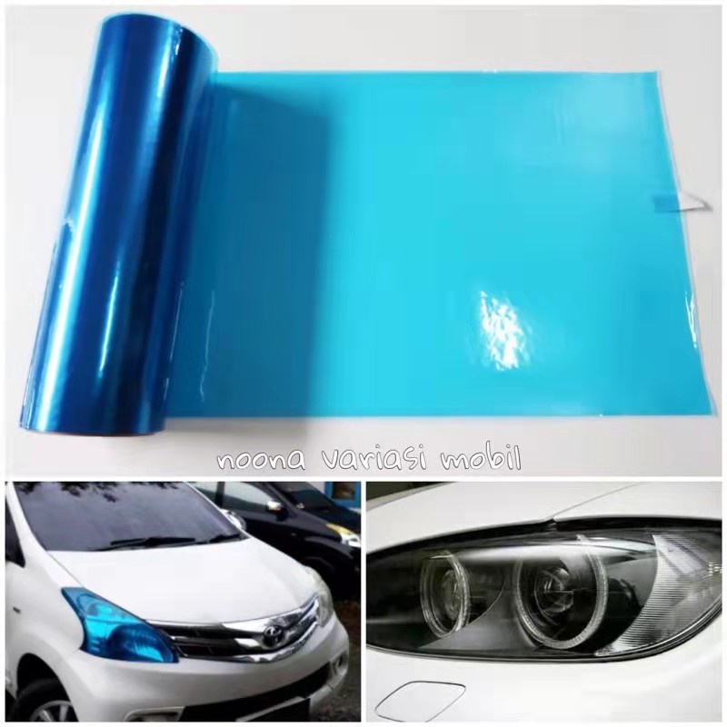 Stiker Lampu Smoke Hybrid Gossy BIRU MUDA / Sticker Hybrid LAMPU LEBAR