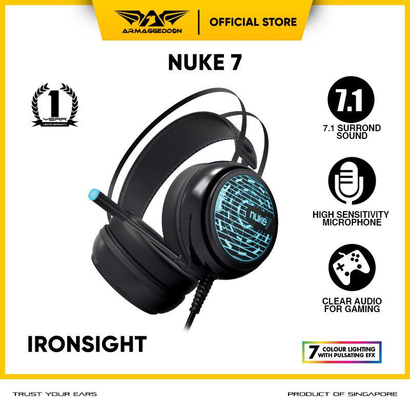 Murah Armaggeddon 7.1 Surround Sound RGB Gaming Headset Nuke 7