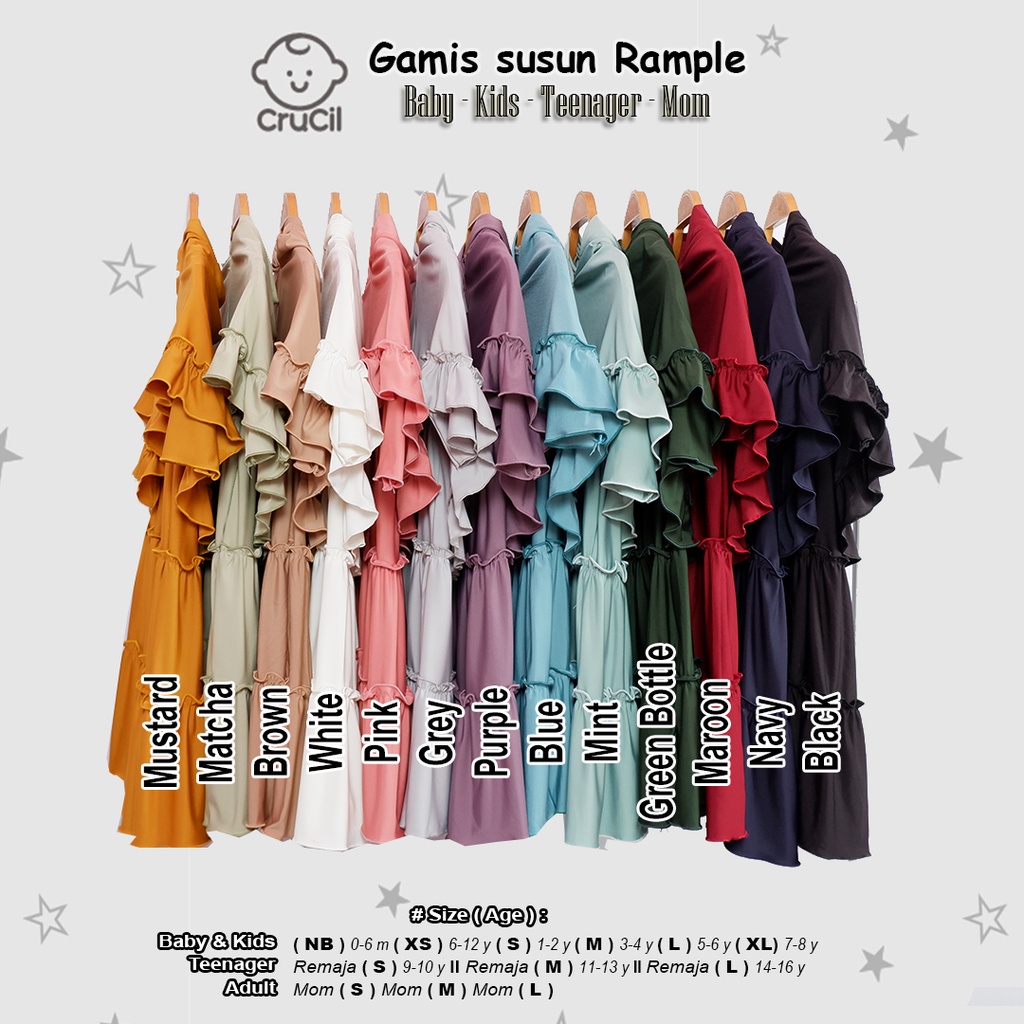 CruCil Factory Baju Gamis Susun Rample (3y-8y)