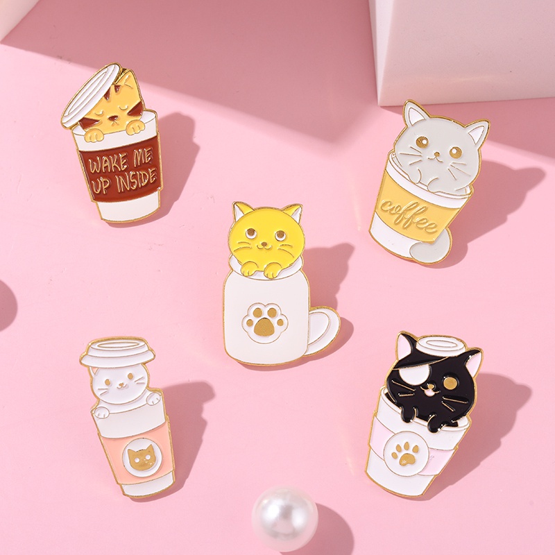 Pin Bros Lencana Enamel Bentuk Kartun Hewan Kucing Untuk Hadiah Teman