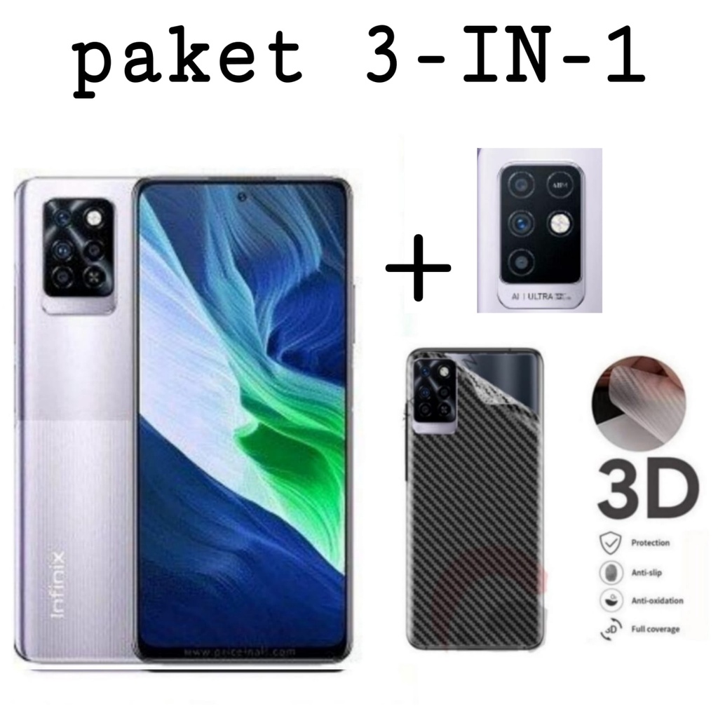 PROMO 3in1 Tempered Glass Full INFINIX NOTE 10/10 PRO NFC Anti Gores Kamera Belakang+Garskin