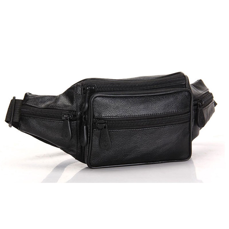 black leather fanny pack mens