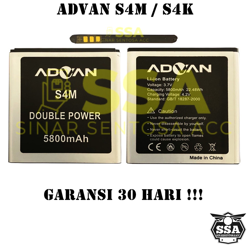 Baterai Original Double Power Advan S4M S4K Batre Batrai Batrei Battery S4 M S4 K S 4M S 4K Ori HP Batu Batere Garansi Murah Awet