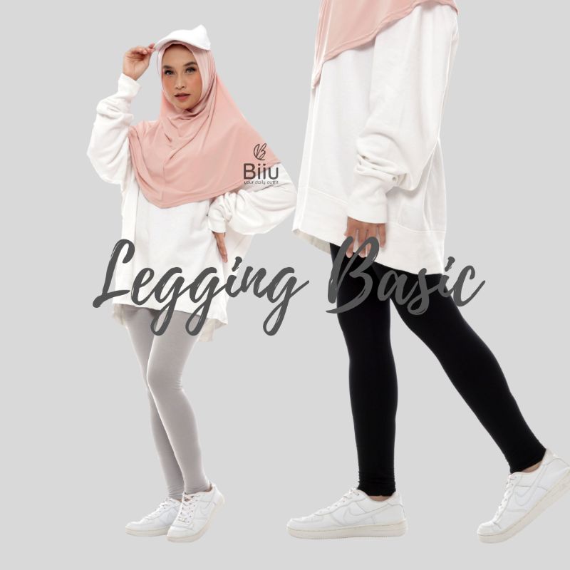 Celana Legging Wanita Kaos Polos Premium Biiu