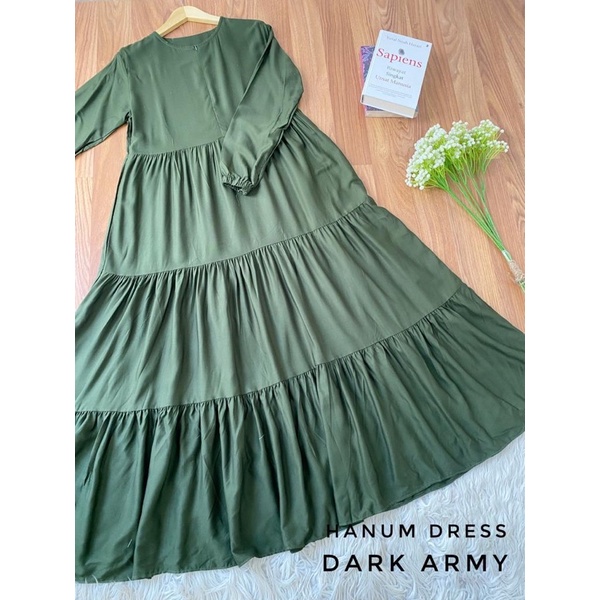Hanum dress premium / dress polos / dress busui / gamis busui / dress rayon twill / dress hitam polos / BISACOD-DARK ARMI