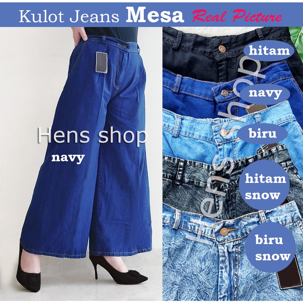 CELANA KULOT JEANS WANITA MESA MODEL BASIC KANCING dan RESLETING