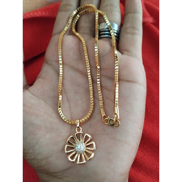 SET KALUNG MILANO LAPIS EMAS 2 MILI +LIONTIN LOVE PERMATA UNGU