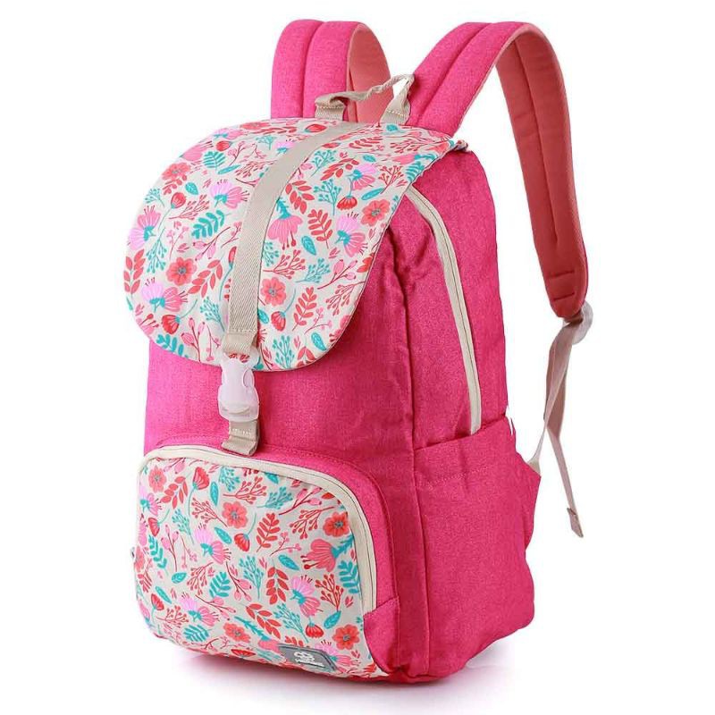 Herbie - Tas Backpack Wanita Terbaru Pink Motif Bunga | Tas Ransel Punggung Cantik Kekinian | Tas Sekolah Kuliah Kerja Cewek Premium Material