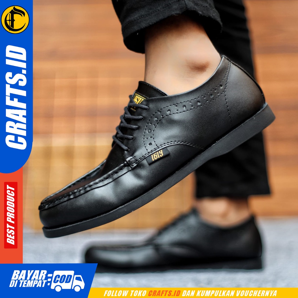 Sepatu Formal Pria Sepatu Casual Pria Kulit Pu Tali Sepatu Pantofel Kerja Kantor Kuliah Kondangan Sepatu Hitam Pria  CRAFTS ZOKE