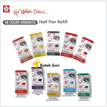 

Sakura Koi Water Colors Half Pan Refill 48 Variants / Isi Ulang Cat Air Merek Sakura Koi