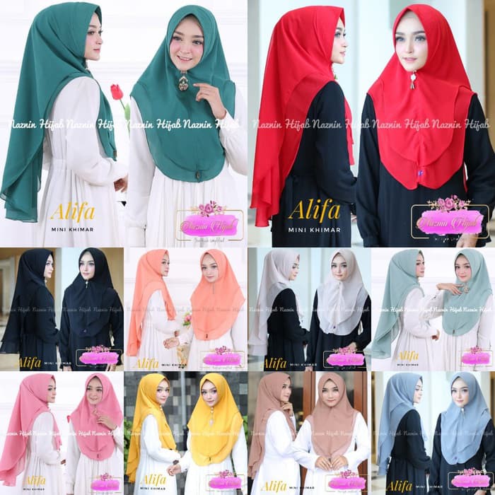 Khimar Jilbab Alifa Mini Ceruti 2 Layer By Naznin Murah Muslim TBEB3967