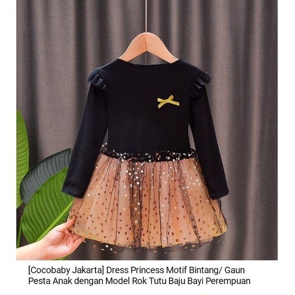 Dress princess motif bintang/ baju pesta anak dengan model rok tutu baju anak perempuan