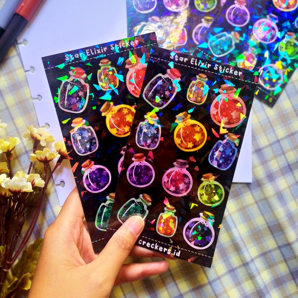 

[creckers.id] Sticker Star Elixir Sticker Bintang Hologram Sticker Deco HP