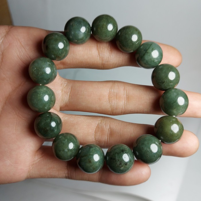 Gelang batu giok asli burma natural fei cui hijau / gelang kesehatan