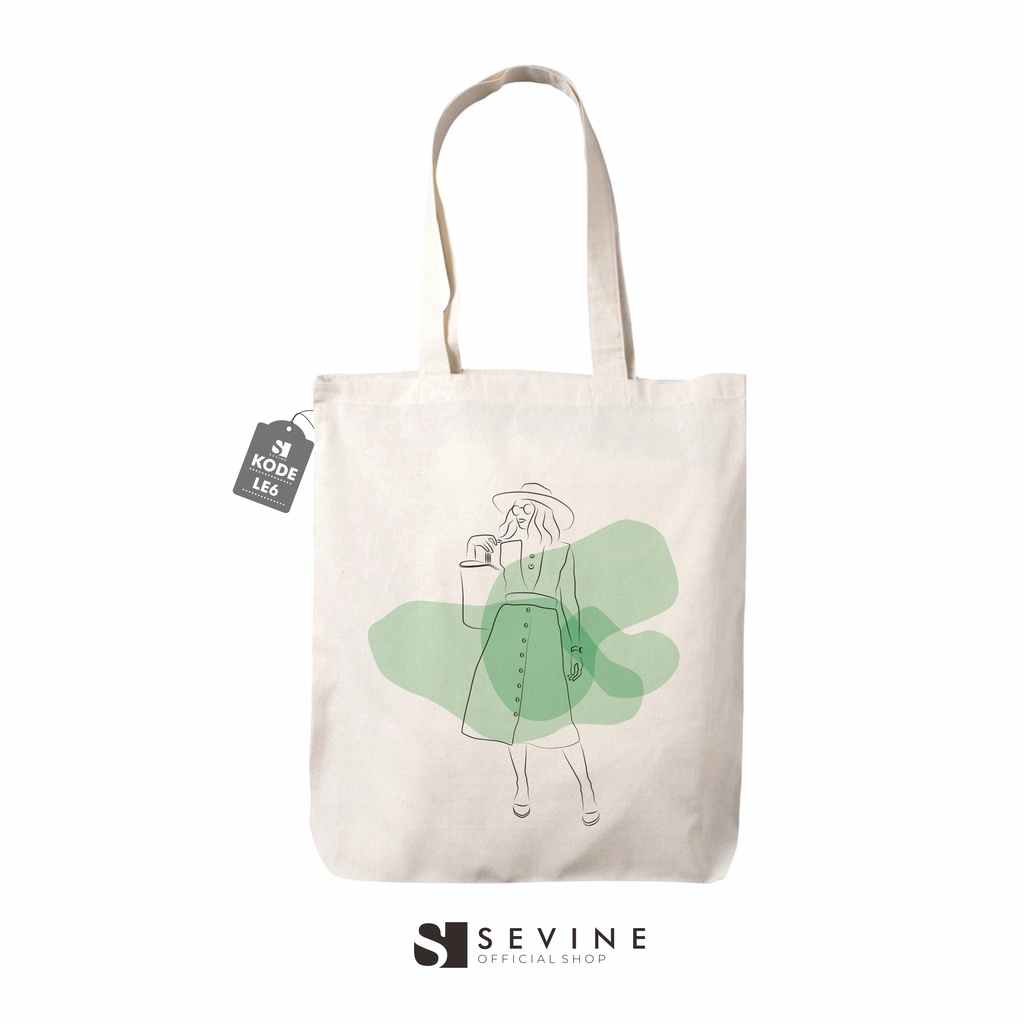 Sevine Totebag Drill Tas Fashion Wanita Tote Bag Resleting Acrylic Painting Series - LE