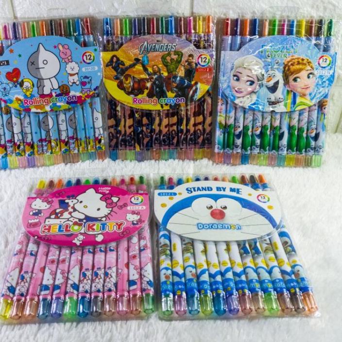 

Terlaris Krayon puter / Rolling Crayon 12 Warna Bergambar Karakter Lucu!