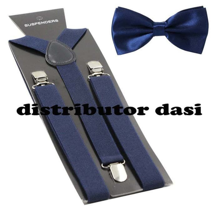 suspender bretel capit 3 set dasi kupu kupu navy distributor dasi