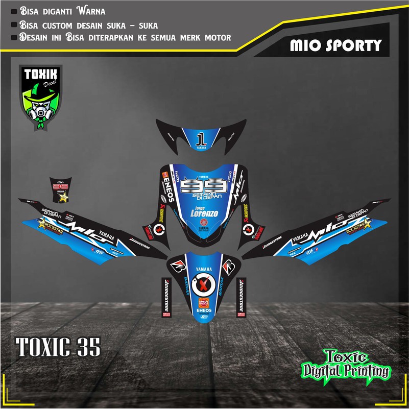 Sticker Decal YAMAHA MIO SPORTY ENEOS BIRU HITAM