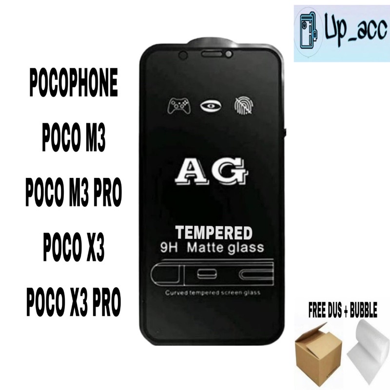 POCOPHONE Poco M3 M3 PRO X3 X3 Pro Tempered Anti Minyak / Tempered Glass Matte Glass Full / Anti Gores Kaca / Anti Glare 5D