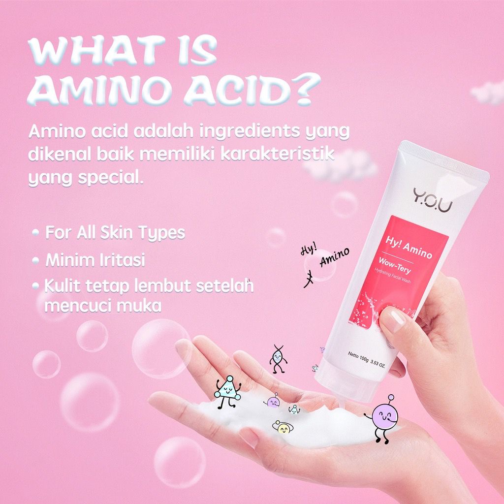 YOU Hy! Amino Anti Acne Facial Wash Sabun Cuci Muka Acnes Bekas Jerawat Oil Control Hydrating Brightening Anti-Acne Brightening Wow-Tery Hydrating