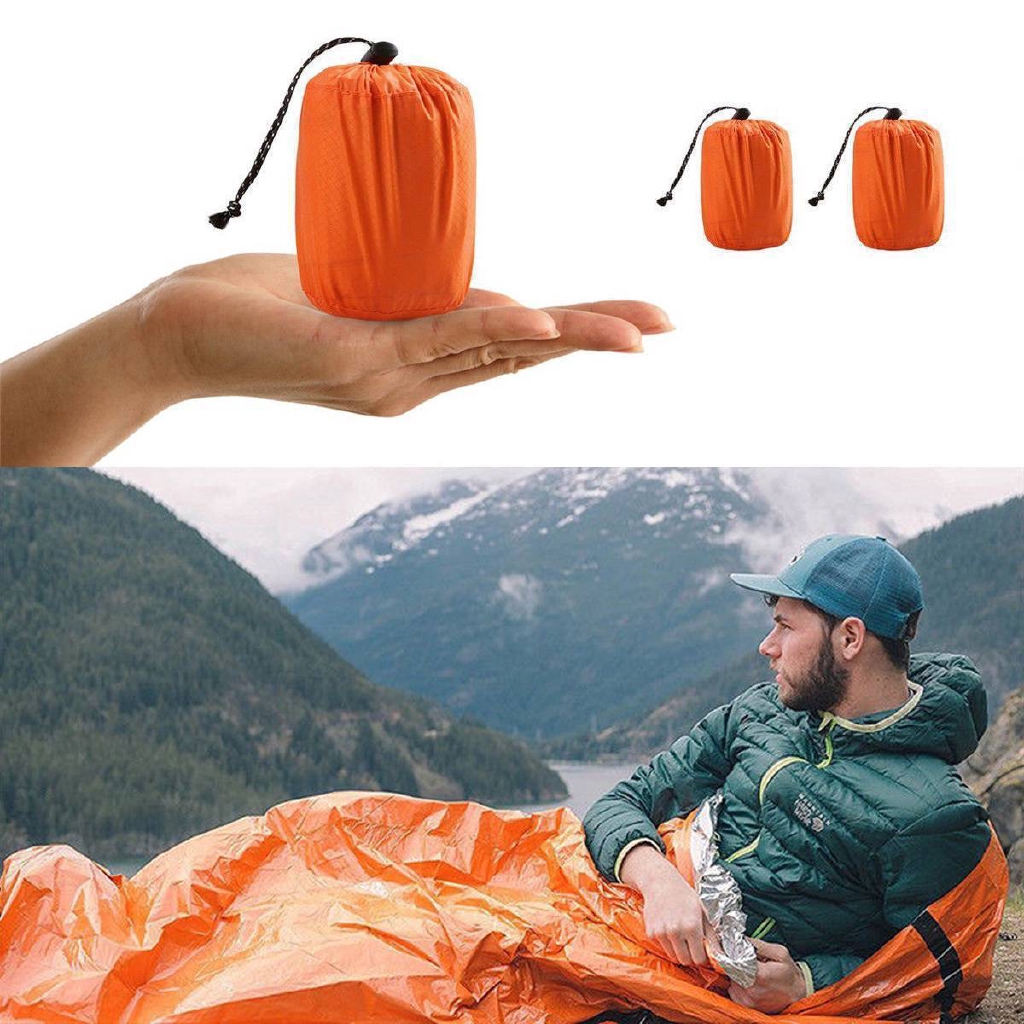 Reusable Emergency Sleeping Bag Thermal Survival Camping Travel Bags Waterproof Shopee Indonesia